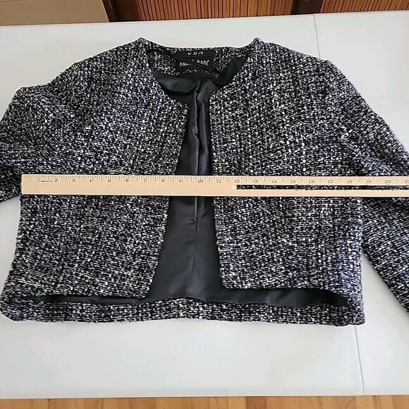 Andre Badi Tweed Open Front Long Sleeve Cropped Jacket Academia Classic Preppy - Picture 4 of 8